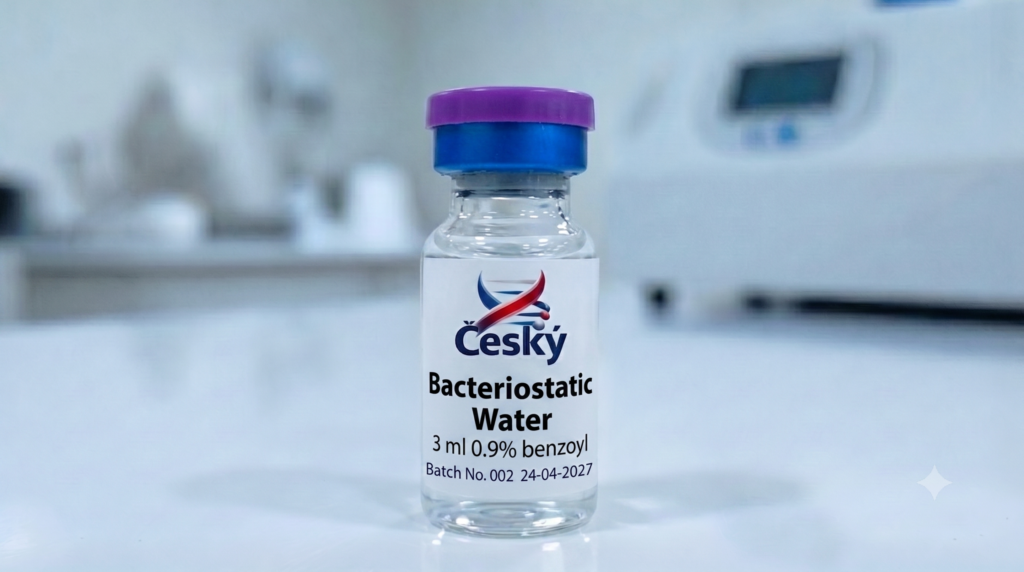 Bakteriostatická voda 3 ml s 0,9% benzylalkoholem – lahvička k rekonstituci peptidů